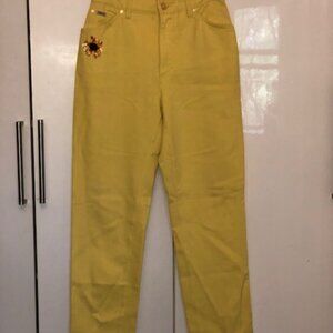 [2 f 90] Escada Vintage Jeans Boho Style, size 38 EU, 6 US, Antique Yellow